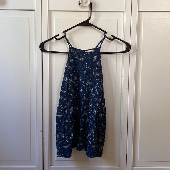 blue floral high neck top. size S - Picture 1 of 3